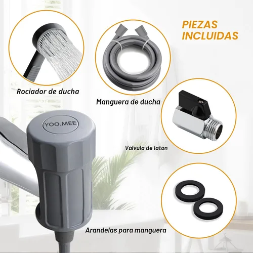 Vista 6 de YOO.MEE rociador de regadera solo para uso en caño de tina con desviadores, ideal para bañar niños, lavar mascotas y limpiar tina