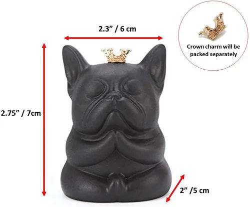 Vista 2 de Estatua de Bulldog francés francés, hecha a mano, súper linda, estatua Zen sentada (blanco)