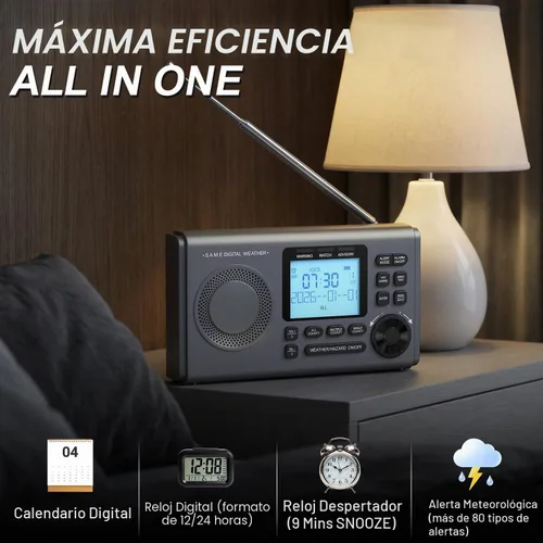 Vista 6 de RunningSnail - Radio meteorológica NOAA con más de 80 alertas de emergencia, 23 códigos de condado de programación localizada S.A.M.E, respaldo