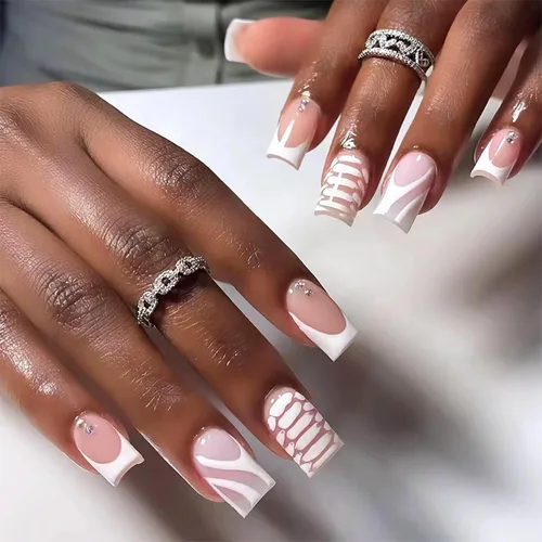 Vista 9 de BABALAL Uñas con diseño, de uñas con pegamento para mujeres y niñas