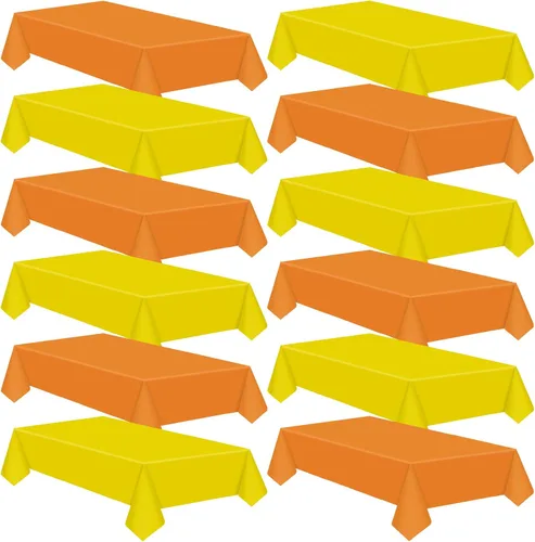 Vista 13 de Patelai 6 manteles de plástico desechables de Acción de Gracias para mesas rectangulares, manteles de mesa de otoño para Acción de Gracias y Naranja