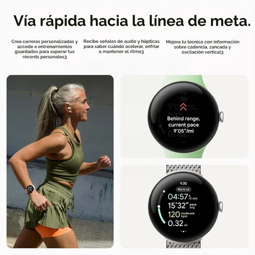 Vista 4 de [Usado] Google Pixel Watch 3 modelo 2024, reloj Android de 1.61 pulgadas (41 mm) con seguimiento de frecuencia cardíaca, Fitbit Advanced Running