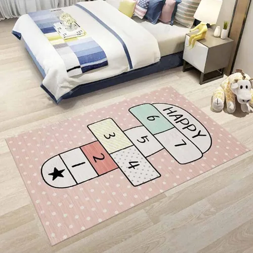 Vista 11 de Alfombra Hopscotch para niños, alfombra antideslizante divertida y educativa, alfombra de juego para dormitorio, guardería, sala de juegos, regalo