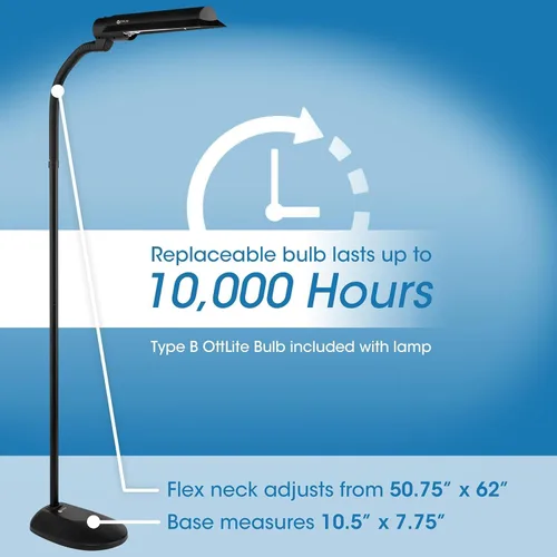 Vista 6 de OttLite T81G5T-SHPR 18-watt Wing Sombra, Lámpara de piso, color negro