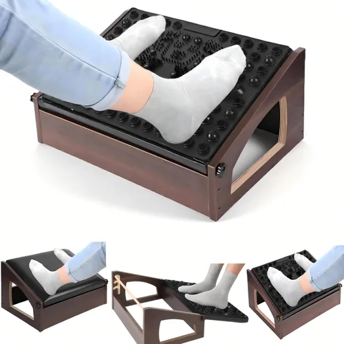 Vista 10 de Reposapiés ergonómico, 4 alturas ajustables, reposapiés debajo del escritorio, almohadillas suaves, reposapiés para oficina, mejora la postura