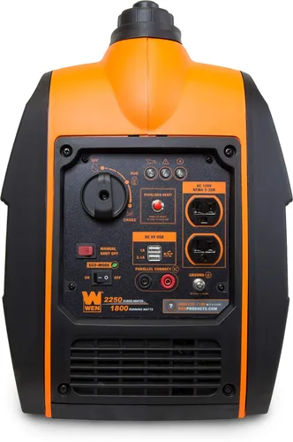Vista 4 de WEN 56225i Generador inversor portátil de 2250 vatios, funciona con gas, con apagado de combustible, cumple con CARB, negro