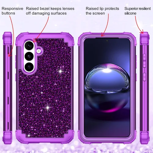 Vista 7 de LONTECT Funda para Galaxy S25 FE 5G a prueba de golpes, tres capas, resistente, híbrida, resistente, funda protectora de alto impacto, para niñas
