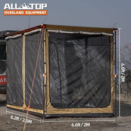 Vista 5 de ALL-TOP Toldo con suelo de 6.6 x 8.2 pies, tienda de campaña Oxford 420D Rip-Stop con malla resistente a los insectos, refugio solar impermeable