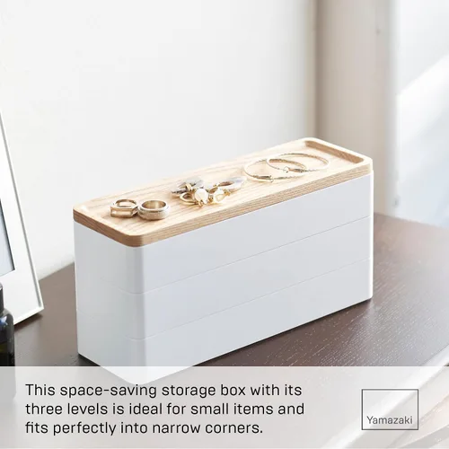 Vista 2 de YAMAZAKI Home Rin Reloj Apilable Y Estuche De Accesorios, Joyero Organizador Para Gafas - Plástico + Madera