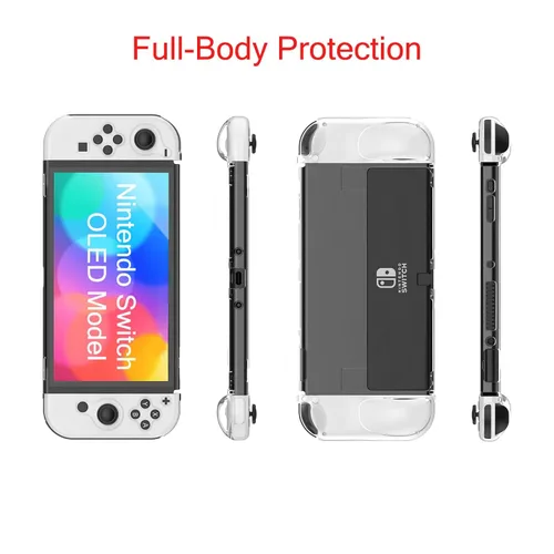 Vista 9 de Teyomi Dockable Case Compatible with Nintendo Switch OLED Model 2021, Soft TPU Joy-Con Cover and Hard PC Protective Case Cover with 6pcs Silicone