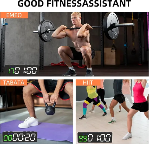 Vista 3 de Mini reloj portátil con temporizador de gimnasio, pantalla digital LED grande, imán potente, batería potente, cuenta arriba/abajo, cronómetro