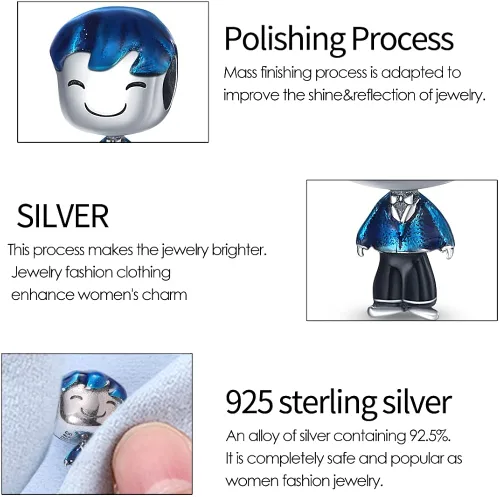 Vista 2 de TINSLO Charms Beads fits for Charms Bracelets for Woman Girl Jewelry Beads Gifts for Women BraceletNecklac