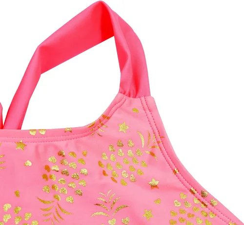 Vista 7 de Traje de baño de una pieza para niñas con UPF 50+ con lazo cruzado y espalda cruzada para niñas
