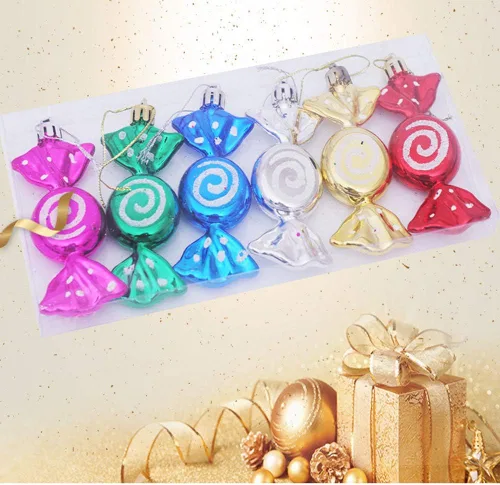 Vista 5 de Happyyami 12 adornos de piruleta de Navidad de plástico para decoración de árbol de Navidad, decoración colgante para el hogar y fiesta