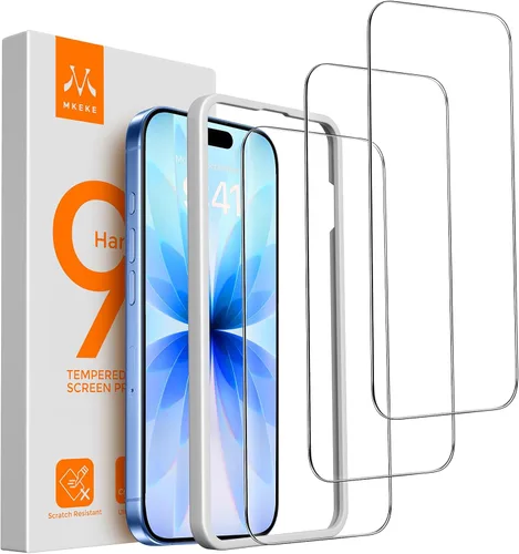 Vista 14 de Mkeke Protector de pantalla para iPhone Air, paquete de 3 unidades de vidrio templado [dureza 9H] [protección contra caídas de grado militar]