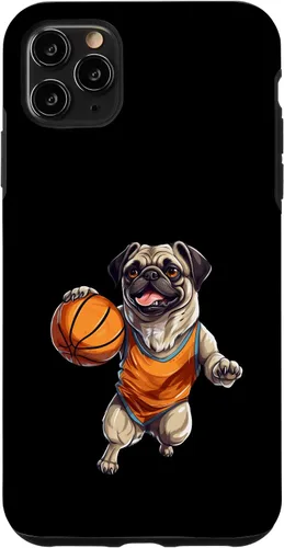 Vista 11 de Funda de diseño de baloncesto para iPhone 14 Cool Pug Playing
