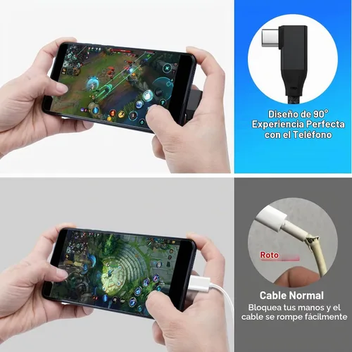 Vista 6 de UseBean Cable USB C de 90 Grados 0.5 Pies, 6 Pulgadas Corto USBC a USBC 3.2 Gen2 20Gbps Cable de Ángulo Recto, Video 4K Carga 100W, Cable Cargador