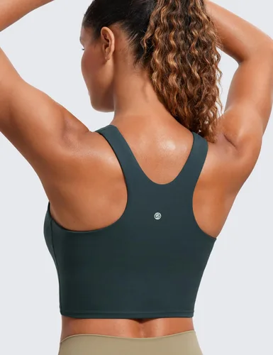 Vista 2 de CRZ YOGA Butterluxe - Brasier deportivo de cuello alto y espalda cruzada para mujer, camiseta corta acolchada para entrenamiento con brasier
