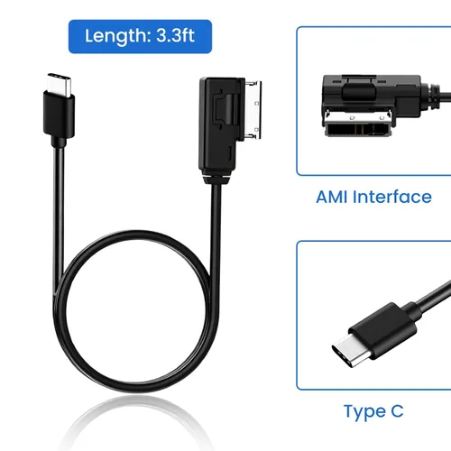 Vista 2 de AMI - Adaptador de interfaz musical tipo C, cable auxiliar Plus compatible con A3 A4 A5 A6 A8 MMI 3G+ sistema para 17 Pro 17 Pro Max Air 16 Pro 16