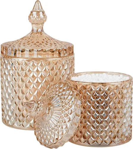 Vista 13 de Paquete de 2 Portacotonetes Frascos de Boticario de Vidrio Grueso con Tapa para Decoración de Baño Organizador de Almacenamiento para Hisopos