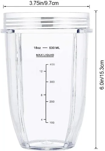 Vista 3 de Vasos de repuesto para licuadora Ninja, vaso de 18 onzas con 2 tapas de sellado para sorbos y 2 juntas de goma, compatibles con licuadoras Nutri