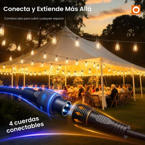 Vista 6 de addlon - Cadena de luces para exteriores de 150 pies (50 x 3) con control remoto LED Edison impermeable