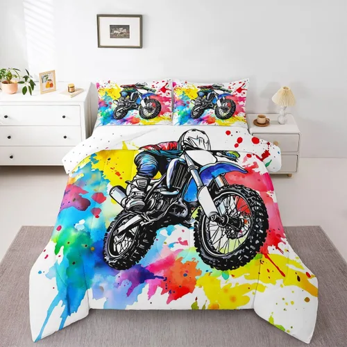 Vista 30 de Erosebridal Juego de edredón de camión de bomberos para niños, juego de ropa de cama de panal rojo brillante con diseño de panal de abeja