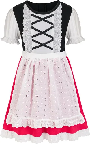 Vista 2 de EBYTOP Disfraz de Halloween para niños y niñas, mini vestido rojo con capa y accesorios