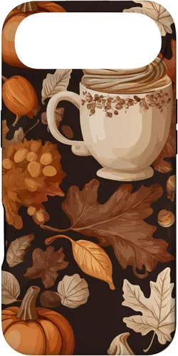 Vista 27 de Warm Autumn Stylish Coffee Cup Design - Fall Leaves Pattern Case for iPhone 17