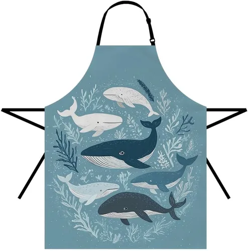 Vista 7 de Moslion Apron 31x27 Inch Kitchen Chef Waitress Cook Aprons Bib with Adjustable Neck for Women Men