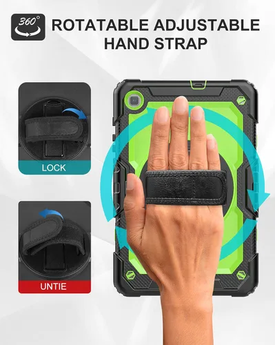 Vista 3 de Funda para Samsung Galaxy Tab S6 Lite de 10.4 pulgadas 2024/2022/2020 (SM-P610/P615/P613/P619), protección con soporte giratorio, correa de hombro