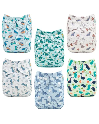 Vista 16 de ALVABABY Pañales de tela para bebé, talla única, ajustable, lavable, reutilizable para bebés y niños, paquete de 6 con 12 inserciones 6BM101
