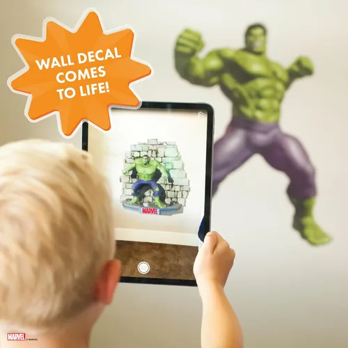 Vista 4 de Wall Palz Marvel Incredible Hulk Calcomanías de Pared - 29" Realidad Aumentada Vengadores Hulk Decoración de Pared para Dormitorio Calcomanías