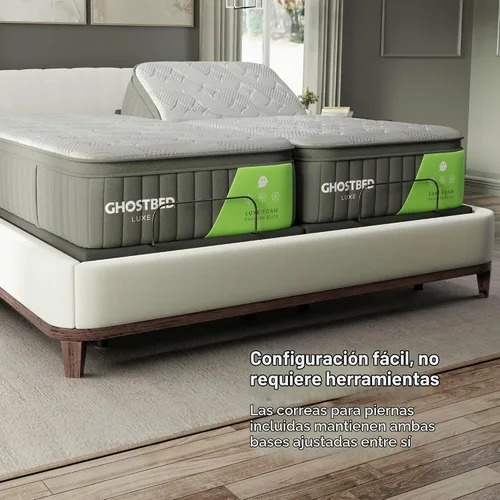 Vista 9 de GhostBed Colchón de espuma viscoelástica ajustable Split King de 11 pulgadas, base de cama eléctrica ajustable con gravedad cero, ajustes de masaje