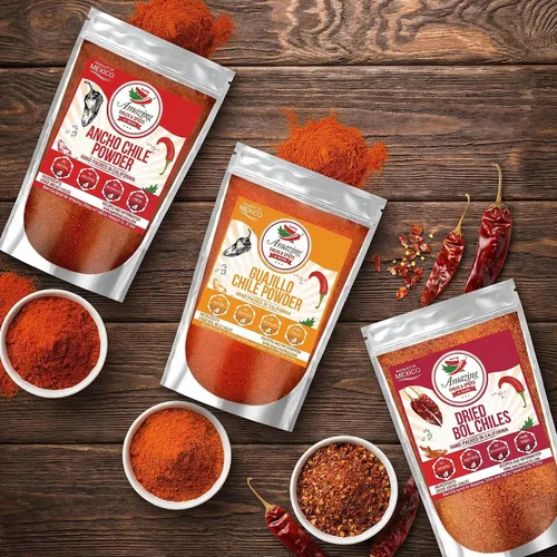 Vista 7 de Chile Powder Variety Pack 4oz cada Ancho Guajillo Arbol Molido Chili Pepper