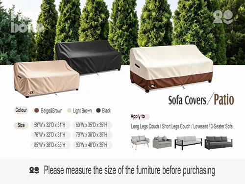 Vista 3 de Funda para Sofá de Exterior de 3 Plazas, 76Wx32Dx31H Pulgadas Fundas para Muebles de Patio, Fundas de Servicio Pesado para Muebles de Exterior