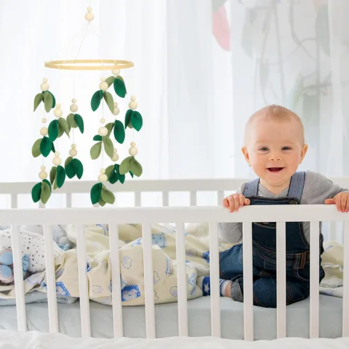 Vista 5 de Wenqik Woodland Leaf Bassinet Crib Mobile for Nursery