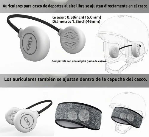 Vista 4 de Casco con auriculares para esquí, altavoces Bluetooth inalámbricos verdaderos para esquí, snowboard, ciclismo de montaña