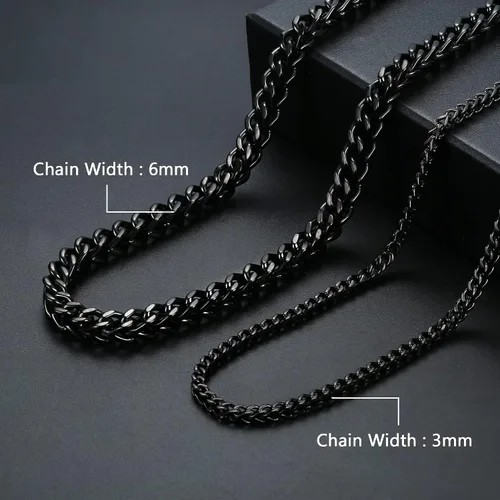 Vista 6 de FIBO STEEL 3-6 mm, collar de acero inoxidable estilo punk para hombres, 20-36 pulgadas
