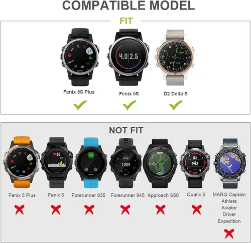 Vista 7 de ANCOOL - Correa para Garmin Fenix 5S, de ajuste fácil, de silicona suave de 20 mm de ancho, correa de reloj para Fenix 5S, #2-Negro