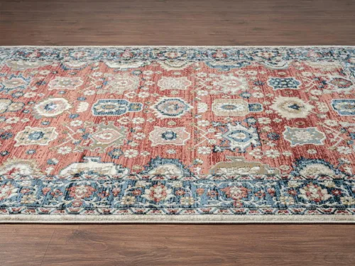 Vista 5 de Abani Savoy Collection - Alfombra de área, diseño vintage rojo y crema, 4 x 6 pies, fácil de limpiar, duradera para niños y mascotas, no desprende