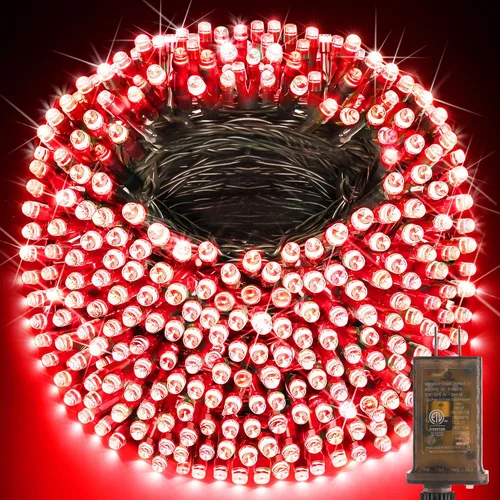 Vista 31 de KNONEW Guirnalda de luces de Navidad para interiores, 60 pies, 180 luces LED impermeables para exteriores, 8 modos de iluminación, función