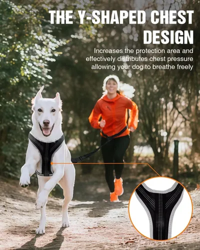 Vista 5 de Juego de arnés para correr para perros con cinturón y correa de absorción de golpes Hands-Free Control, Easy to Put On Design for Medium to Large
