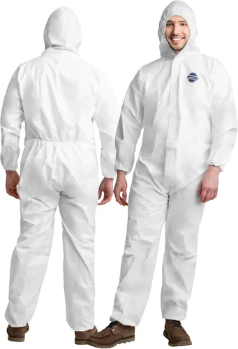 Vista 2 de Medical Nation Hazmat Suits Disposable 25 Pack Hooded, Heavy Duty, Breathable Disposable Coverall, Painter Suit 9 Sizes