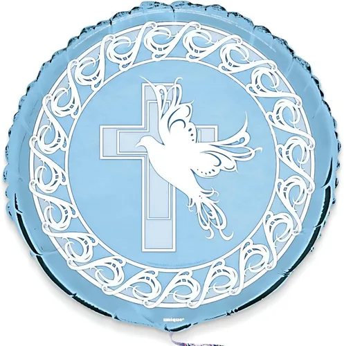 Vista 3 de Globo de papel de aluminio con forma de cruz de paloma religiosa, 18 pulgadas, rosa, 1 unidad