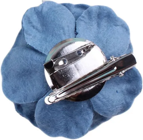 Vista 4 de Broche de flores de mezclilla con pinzas y alfileres azules para el cabello BW21