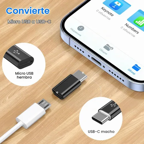 Vista 3 de Paquete de 4 adaptadores micro USB a USB C, adaptador Micro-USB hembra a USB-C macho OTG compatible con Samsung Galaxy S10 S9 S8 Plus Note 9 8