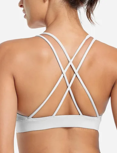 Vista 2 de YEOREO Bella - Brasier deportivo para mujer, con cuello en V, tirantes cruzados, espalda cruzada, brasier de yoga acolchado para fitness