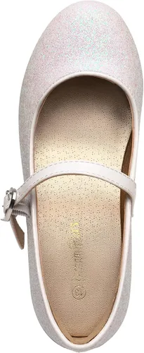 Vista 5 de DREAM PAIRS Zapatos de vestir Mary Jane de tacón bajo para niñas con flores de princesa para bodas y fiestas