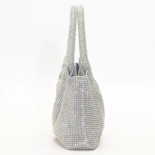 Vista 9 de Bolsos de noche con diamantes de imitación para mujer, bolso de mano brillante con purpurina y asa superior de cristal para fiesta y boda